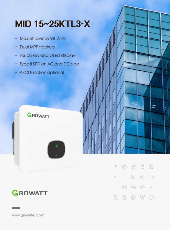 High Voltage Growatt Solar Inverter MID 25KTL3-X Three Phase 25KW On ...