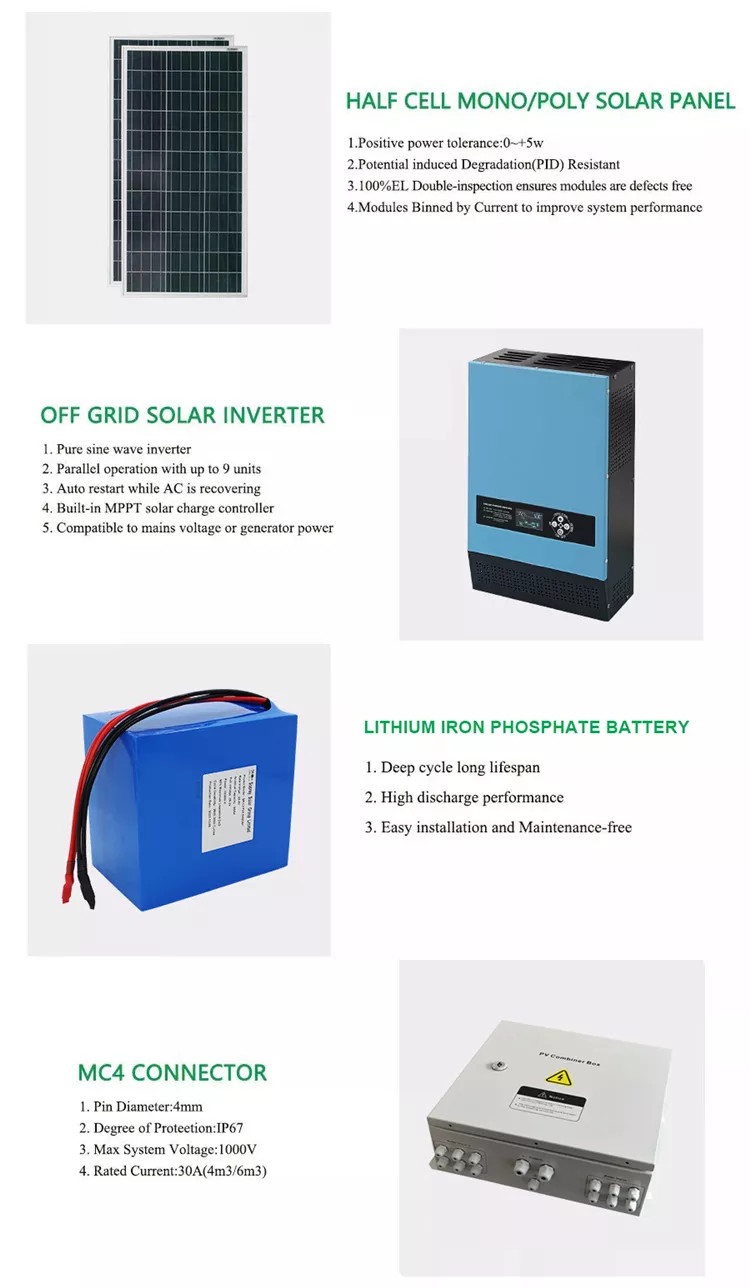 MC4 MPPT Off Grid Home Kits 5w Complete Off Grid Solar Kit Solar Energy ...