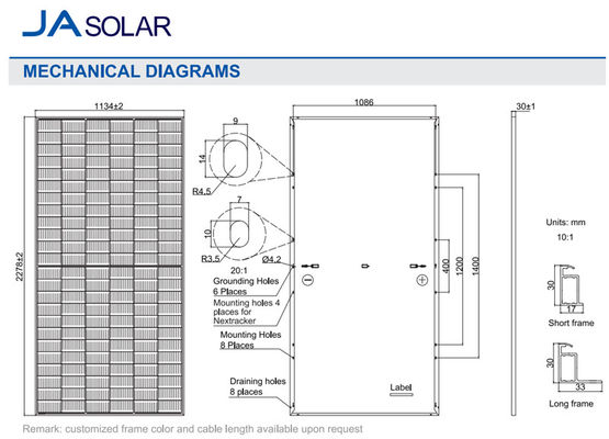 Ja Pv Module Mbb Half Cell Solar Panels Perc Jam72s30 540-565/Gr High Efficiency 545w 540w